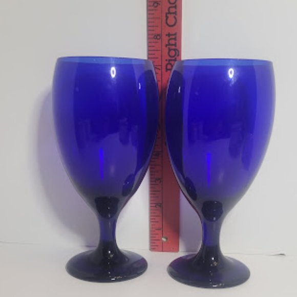 SET OF 2 VINTAGE LIBBEY PRESTIGE COBALT BLUE WATER/TEA GLASSES 7.25" TALL - Picture 3 of 4